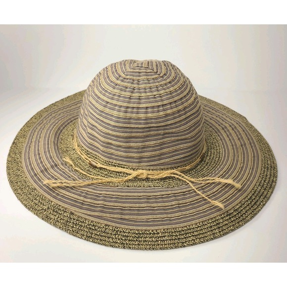Scala Accessories - Scala Collezione Paperbraided Beaded Hat Wide Brim – One Size – EUC